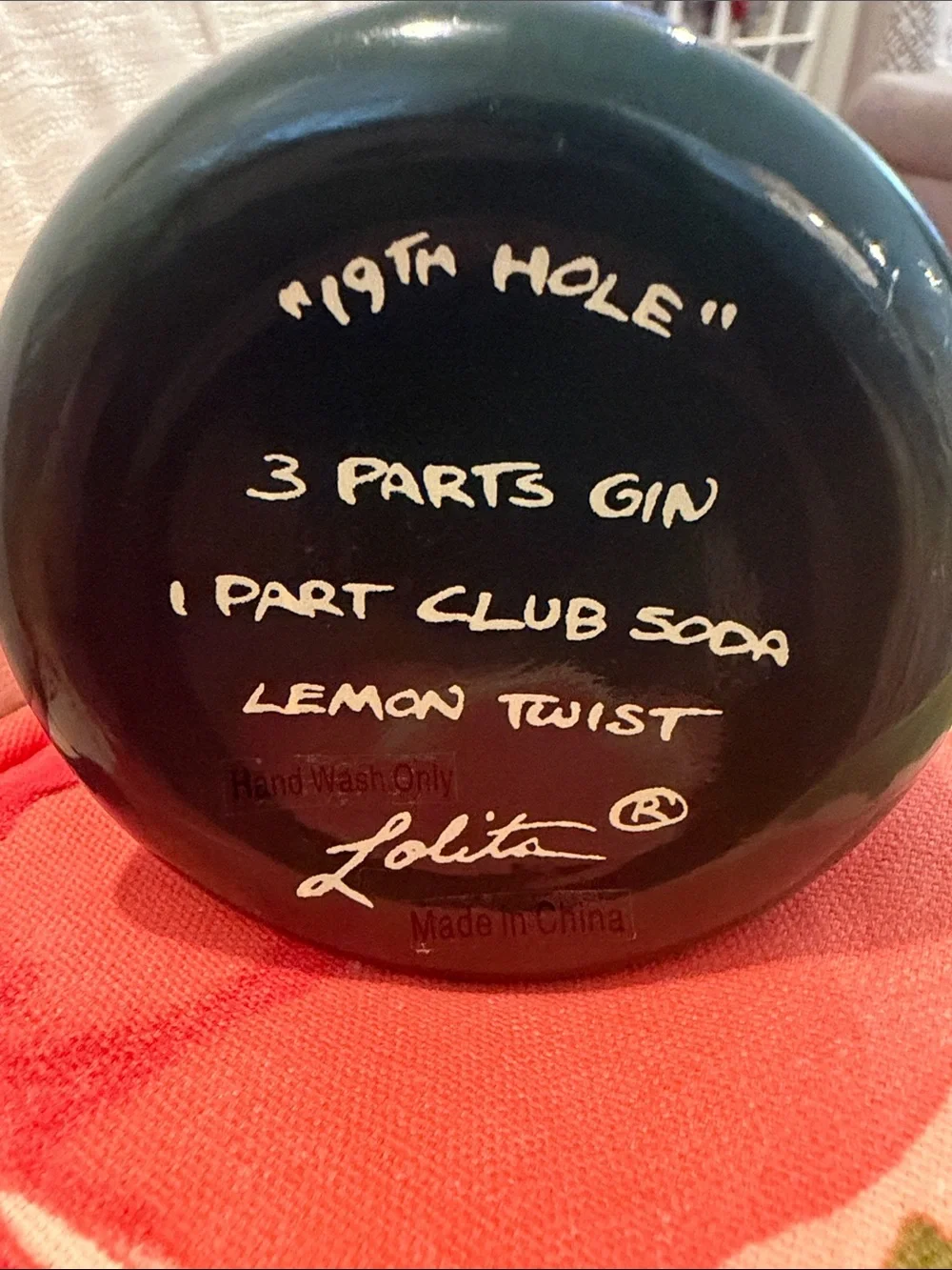 Lolita Hand-Painted '19th Hole' Rocks Glass with Red Flag Accent